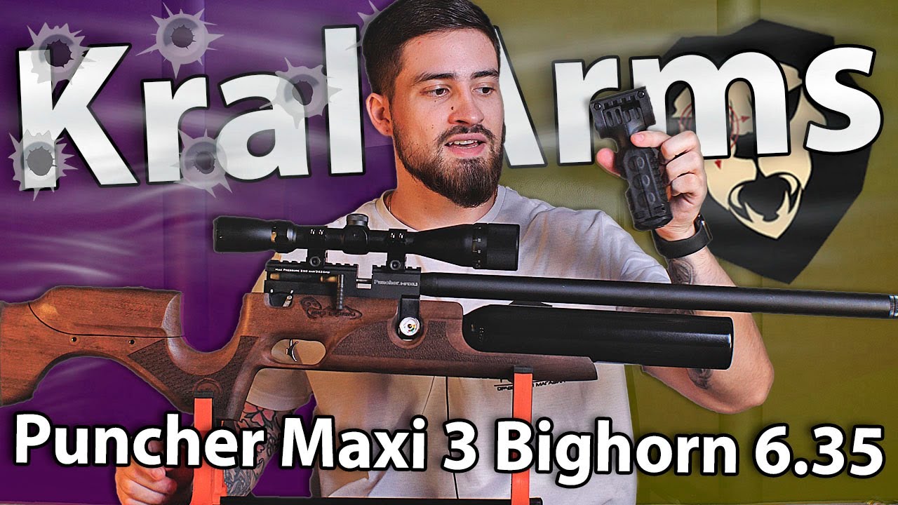 PCP Kral Puncher Maxi 3 Bighorn 6.35 мм (орех) видео обзор
