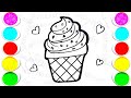 How To Draw cute Ice-cream Drawing, Painting & Coloring For Kids and Toddlers_ Child Art🌈,198