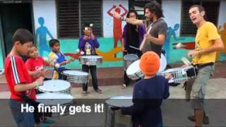 Volunteer Hugo Caminero Teaching Drumming to Street Children in Nepal