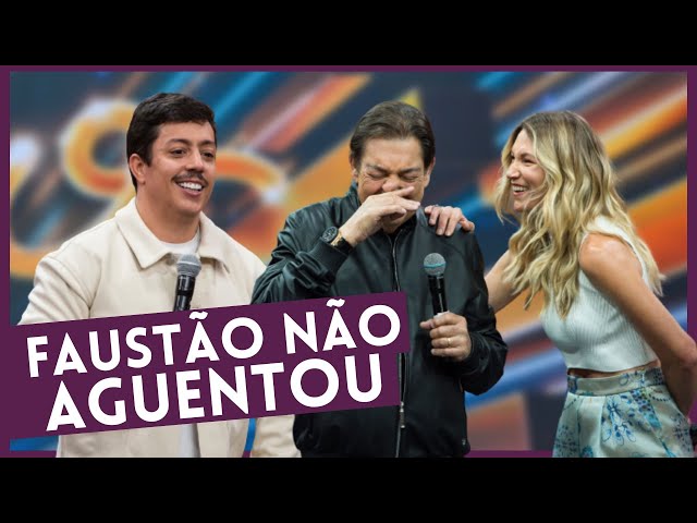 Renato Albani faz Faustão rir até perder o fôlego com piada no palco class=