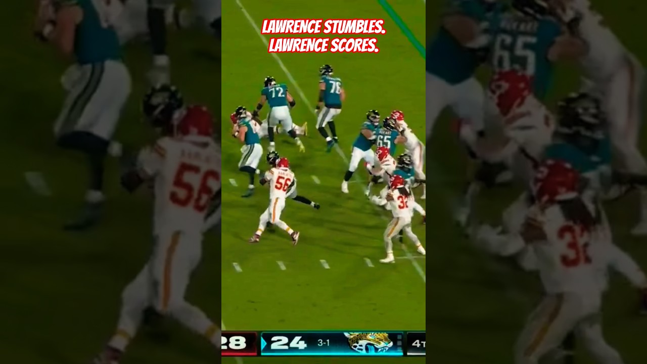 WATCH: LAWRENCE STUMBLES.LAWRENCE SCORES.@JAGUARS LEAD!KC vs JAX #NFL#nflhighlights #americanfootball