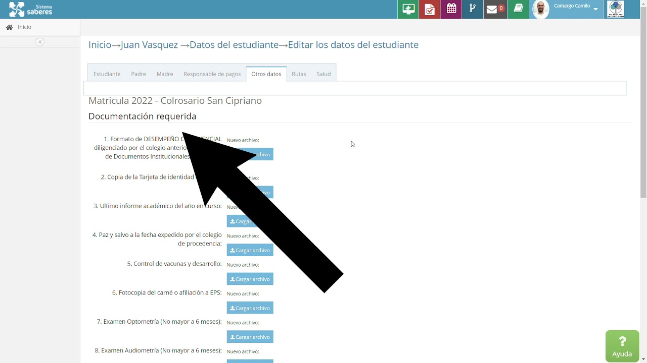 ¿Cómo subir documentos de matricula a Sistema Saberes? (Alumnos antiguos y nuevos)