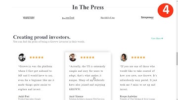 Groww clone testimonial section using html css and Javascript