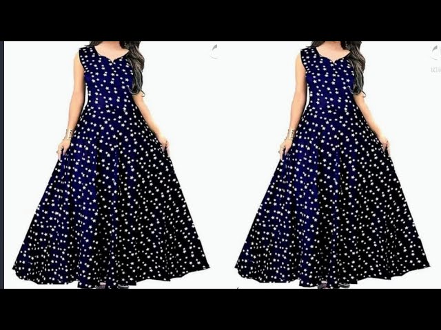 gown cutting and stitching/gown cutting sewing/long frock cutting/umbrella  gown sewing/ long dress - YouTube