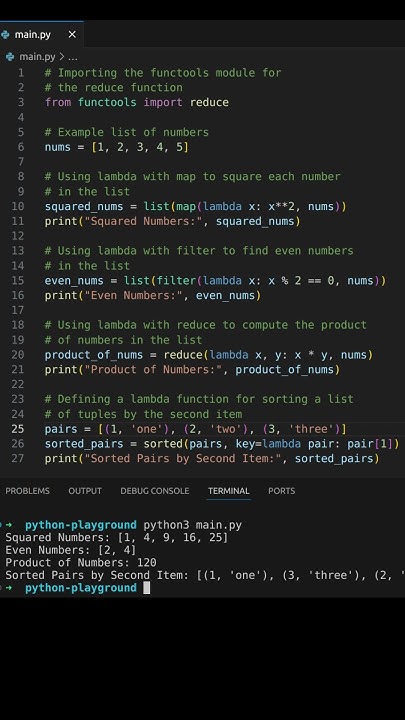 How to Use Python Lambdas with map, filter, sort, and reduce - YouTube