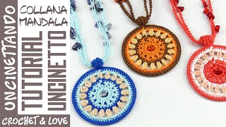 Tutorial to make a crochet mandala pendant necklace