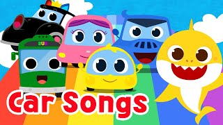 Fun Car Songs! | Baby Car, Color Bus + | Learn Car Names | 15Minute Learning with Baby Shark