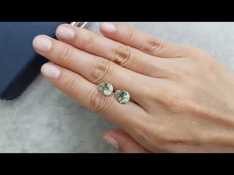 Pair of rare green beryl in pear cut 4.03 carats, Nigeria Video  № 1