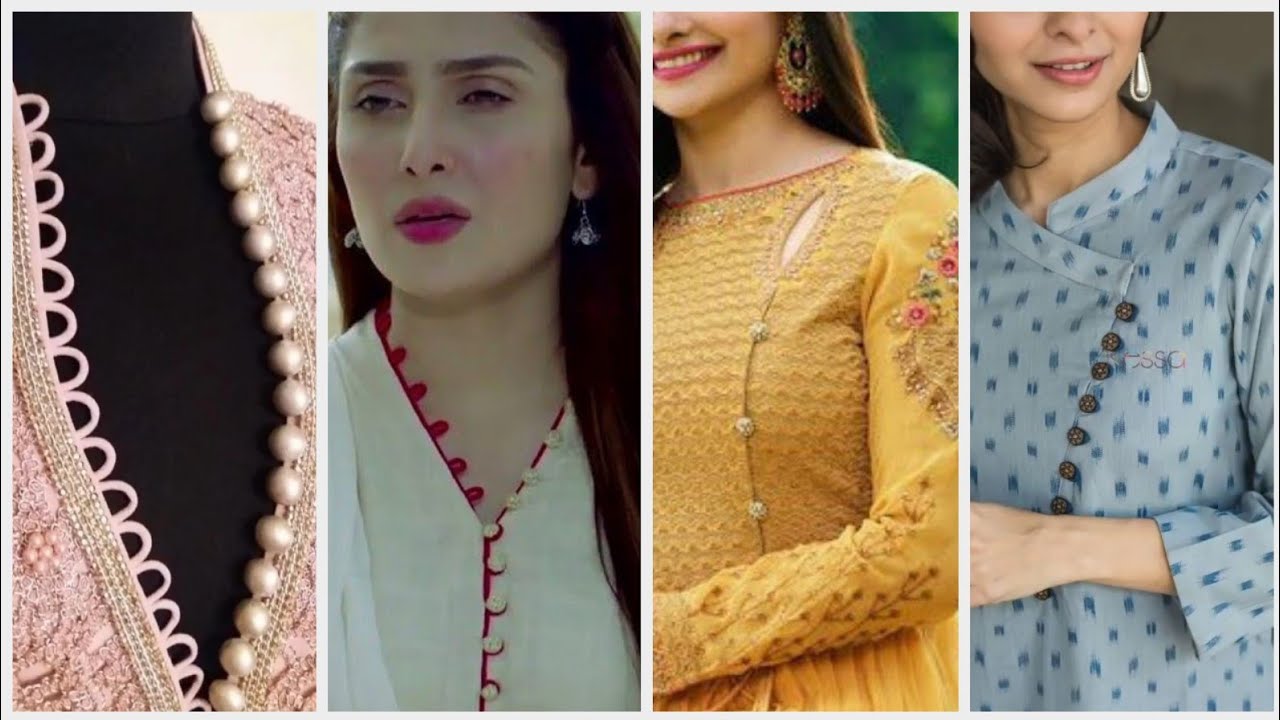 30 New Latest Front Button Neck Designs For kurti Kameez & Suit