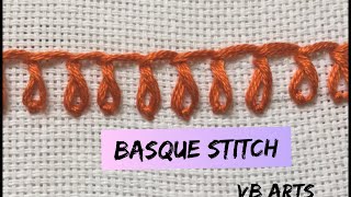 Basque stitch | Twisted border stitch | Hand embroidery for beginners | vb arts