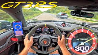 Porsche 992 GT3 RS  HOWLING 9000RPM TOP SPEED Run on Autobahn