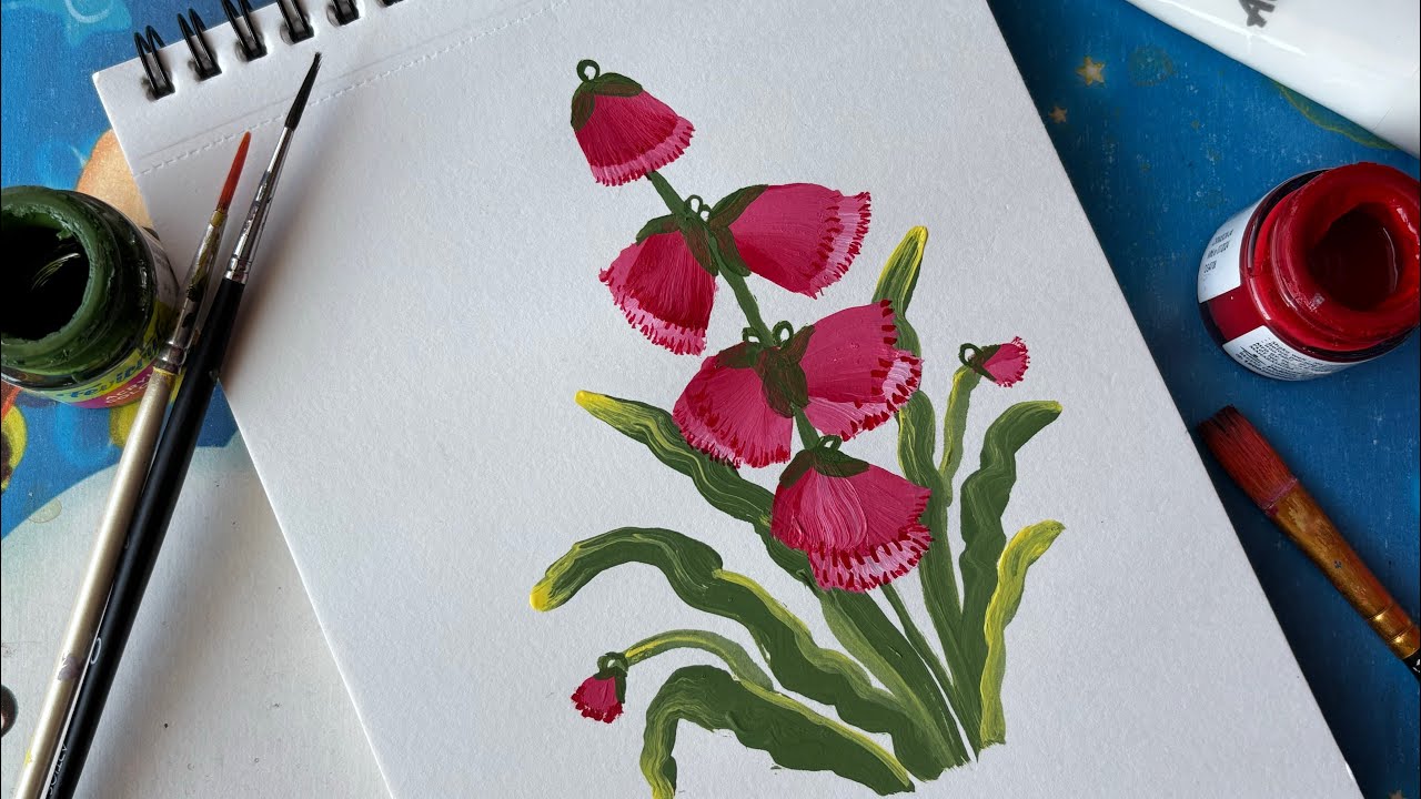 Easy one stroke flower painting technique 