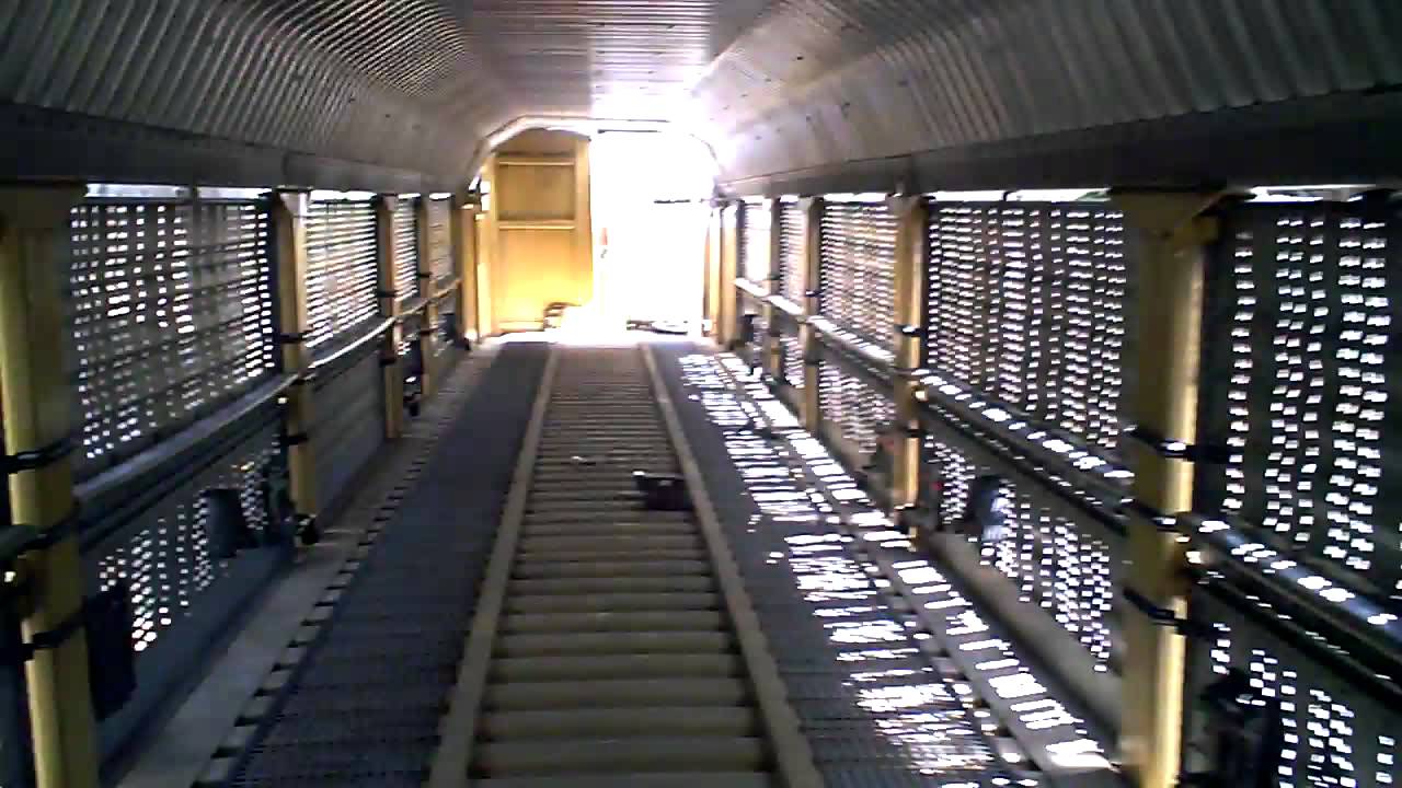 Train Auto Rack Interrior Iinside a train auto rack double decker - YouTube