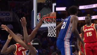 Clint Capela dunks over Joel Embiid then Joel gets revenge 😮 76ers vs Hawks Game 2