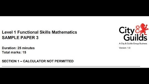 Functional Skills Maths L1 Sample Paper 3 City & Guilds (Complete)