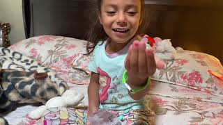 Valentina removes sugar bugs from her teeth and medication makes her wiggly