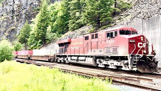 BIG CPKC Stack Train with Mid EMD  70 ACU DPU and Kansas City Southern rear DPU!