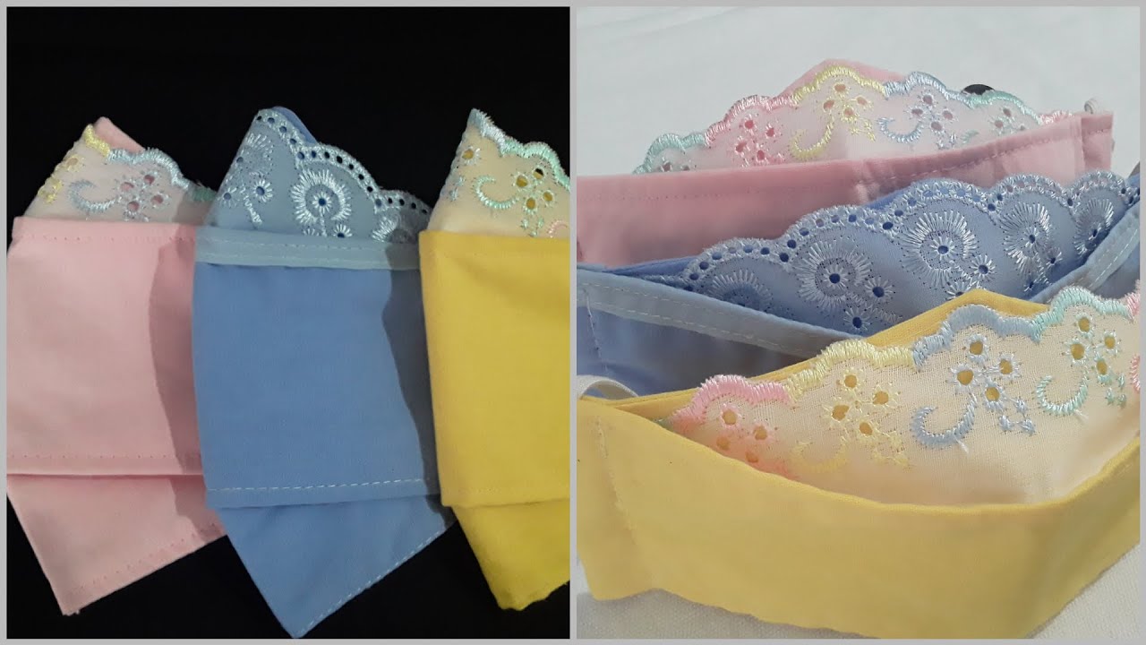 Máscara 3D com bordado inglês