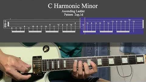 C Harmonic Minor Ascending Ladder 2up,1d / Guitar Lesson / Tabs