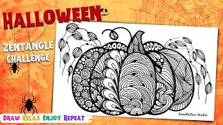 Pumpkin Zentangle Drawing Session | Zendoodle Art Drawing Challenge
