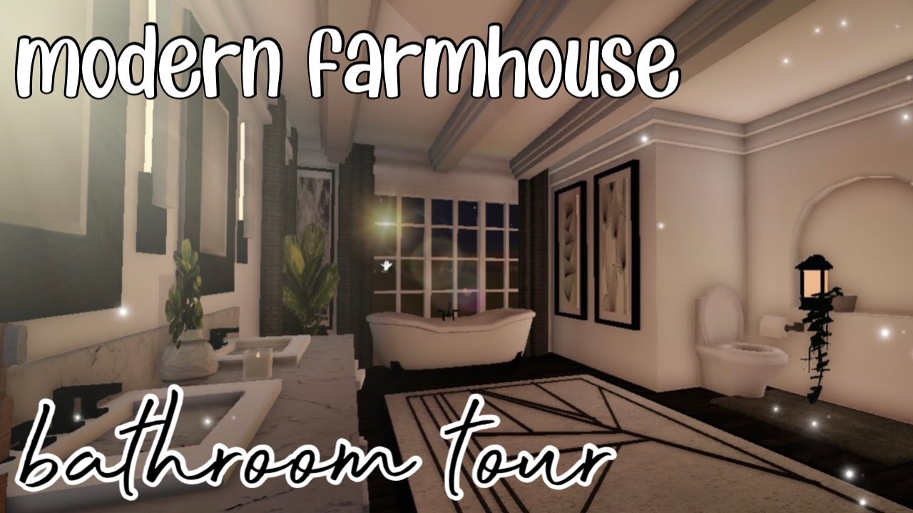 Aesthetic Minimalistic Bloxburg Modern Farmhouse Bathroom Tour