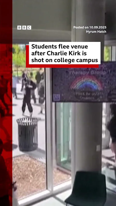 Crowds rush to flee the scene after Charlie Kirk fatally shot on Utah college campus. #BBCNews