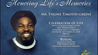 Mr. Tyrone T. Greene September 26, 2020-Leevy's Funeral Home Livestream