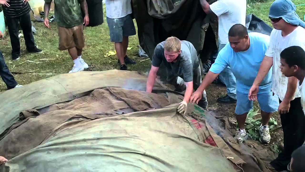 Hawaiian Imu Underground Oven at Habilitat Hawaii. Hawaiian BBQ - YouTube