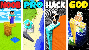 Minecraft: FAMILY WATER SPRINGBOARD BUILD CHALLENGE - NOOB vs PRO vs HACKER vs GOD in Minecraft