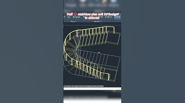 half circular staircase plan and 3d design in autocad #cad #autocad #stairs