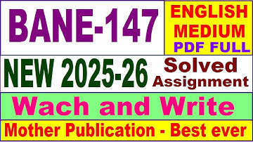 BANE 147 solved assignment 2025-26 in English || bane 147 solved assignment 2026 || ignou bane147