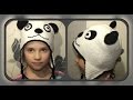 шапка - панда крючком, на 8 лет