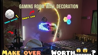 Gaming room car drift makeoverβ¨ | using cotton | Gaming room wall | π±π€―