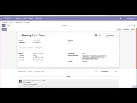 Odoo Task Meeting Schedule with Calendar
