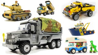LEGO Bricks sets: tanks, police cars, military trucks