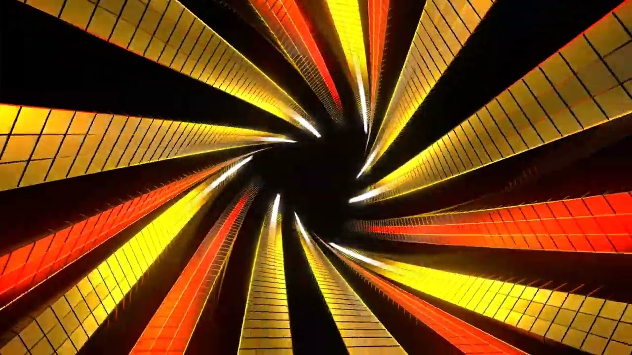 White and Red and Gold Neon Cyberpunk Spiral Tunnel Background VJ Loop in 4K