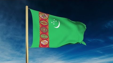 4K Turkmenistan flag slider style. Waving in the wind with cloud background animation Stock video