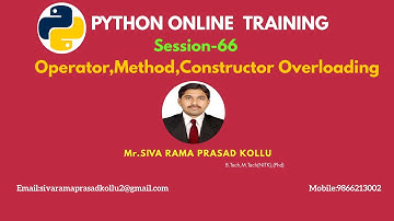 Python|Session 66| Operator Overloading,Method,Constructor Overloading|Mr.SIVA RAMA PRASAD KOLLU