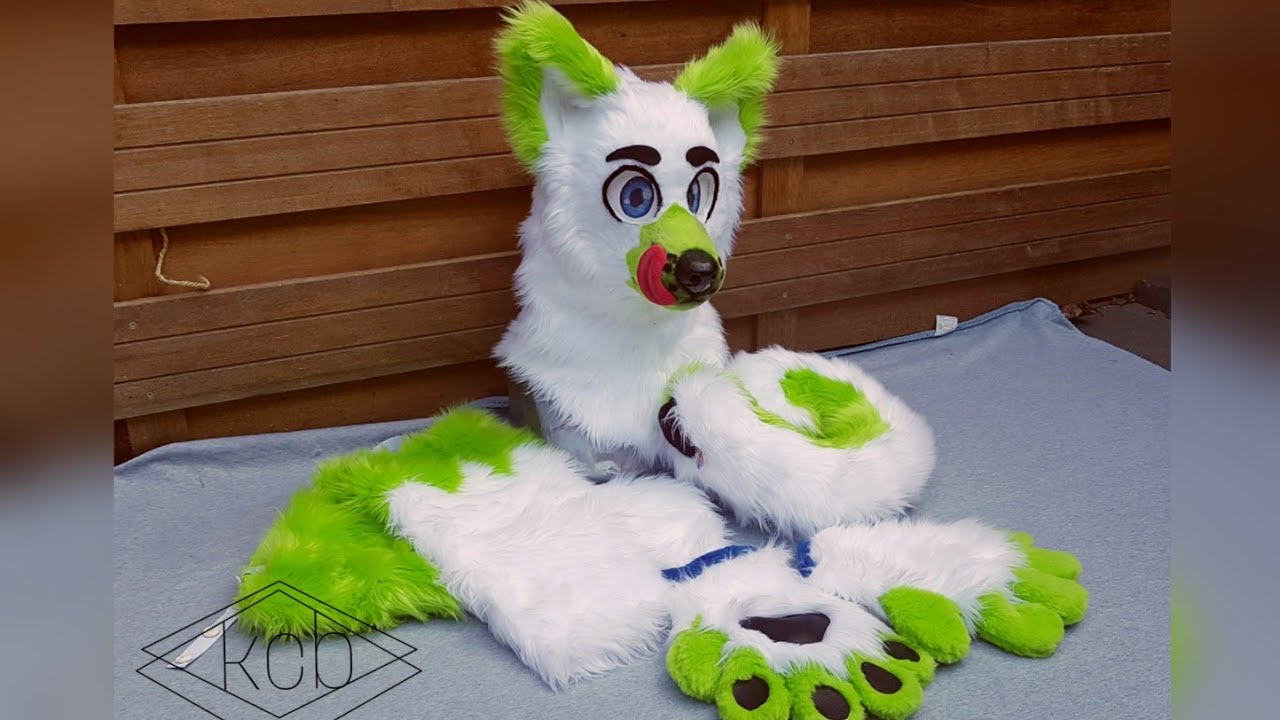 how to make a green toony dog fursuit head mask and partial diy (fursuit head, hands/arms,tail