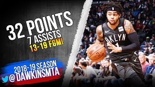 Dangelo Russell Full Highlights 2018 12 16 Nets Vs Hawks 32 Pts 7 Asts 13 19 Fgm Freedawkins
