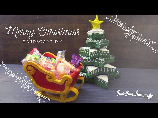 DIY Make a Cardboard Christmas Sled ダンボール工作 クリスマスの 