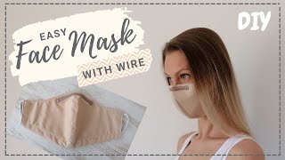 Sewing of Easy Fabric Face Mask with Wire  at Home (DIY SEWING TUTORIAL)