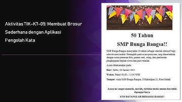 Aktivitas TIK-K7-05: Membuat Brosur Sederhana dengan Aplikasi Pengolah Kata Google Dokumen/MS. Word