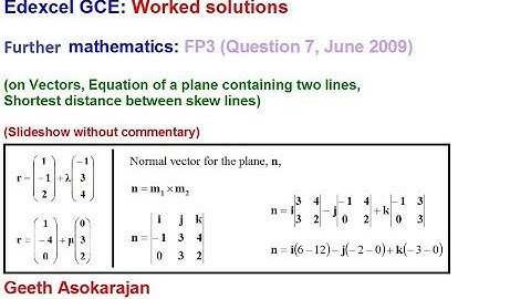 Past AS/A-Level Further Maths FP3 Edexcel June 2009 Question 7 (on Vectors, planes)