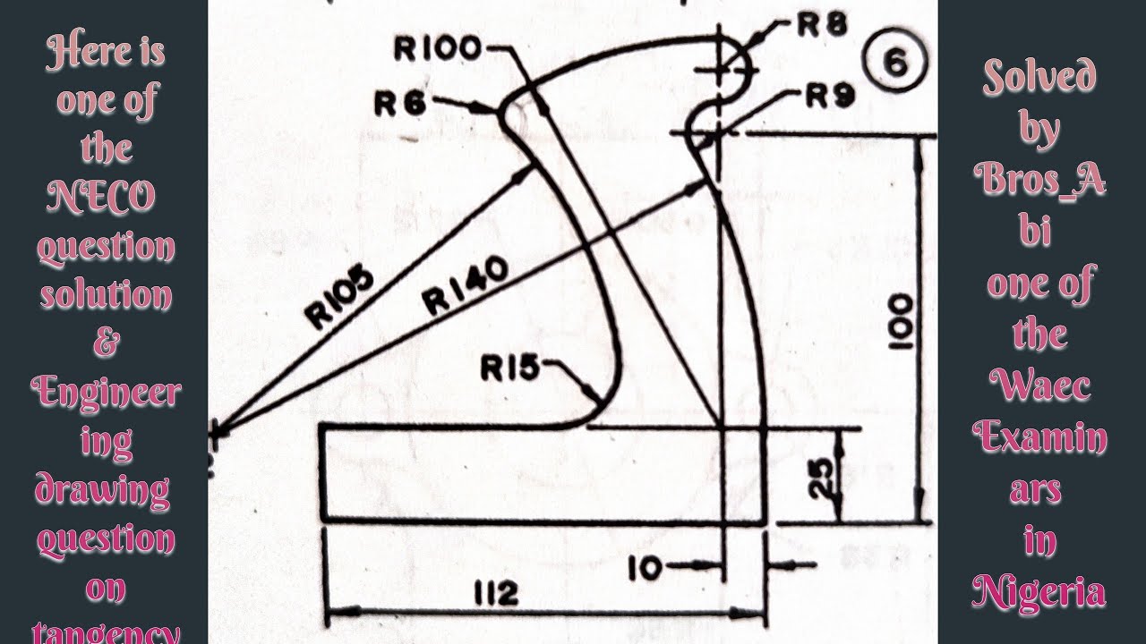 Question 6 of tangency problem from Engineering drawing textbook by M.A
