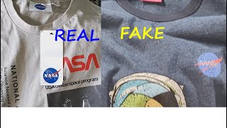 Nasa T shirt real vs fake review. How to spot counterfeit Nasa shirt and clothing