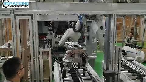 Automobile part assembly machine line with robot hand ABB operation video