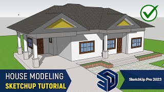 ✅ How to Design, Build or Create a House in SketchUp Pro 2023 Tutorial (3 Bedroom House)