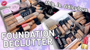 MAKEUP COLLECTION DECLUTTER | HUGE FOUNDATION COLLECTION DECLUTTERING | Luce Stephenson