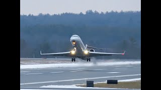 American Eagle CRJ-700 early rotation and landing @MHT